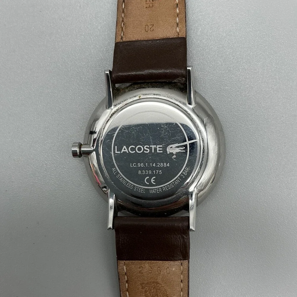 Lacoste LC.96.1.14.2884 Mens Watch 40mm Blue Dial Silver Tone Leather New Batt
